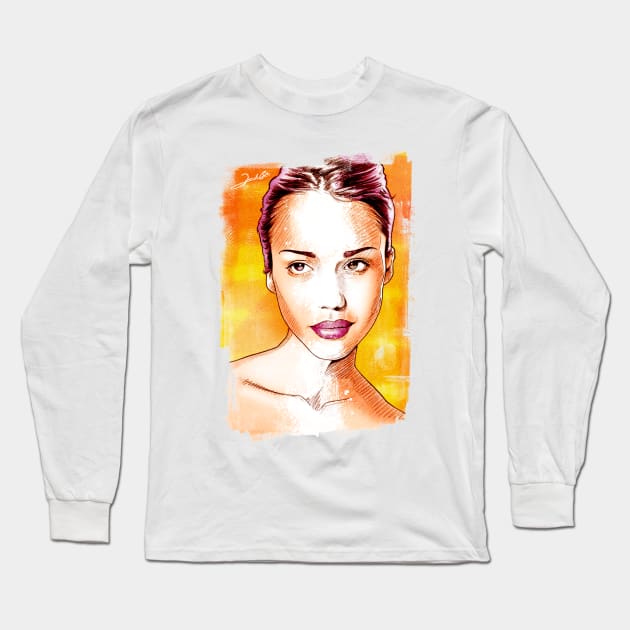 Jessica Alba Long Sleeve T-Shirt by renatodsc